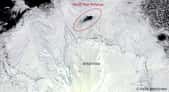 La polynie de Maud Rise au beau milieu de la mer de Lazarev en Antarctique, vue par satellite en septembre 2017. Cette polynie avait été observée pour la première fois en 1974, exactement au même endroit, et n'était jamais apparue depuis, jusqu'en 2017. © Nasa Worldview