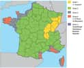 La métropole et les départements d’outre-mer sont divisés en cinq « zones de vent » suivant les pressions moyennes observées annuellement. Selon FD P 25-202 (09.2004) - DTU 34-2 . © CSTB