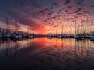 Saint-Raphaël bateaux au port lors du coucher de soleil