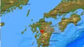 La série de séismes s'est produite au sud de l'archipel nippon, sur l’île de Kyūshū. Les magnitudes, qui déterminent la puissance de l'évènement, varient selon les sources. © CSEM/EMSC