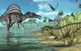 Un combat aurait eu lieu entre un Psittacosaurus (à droite dans l'image) avec un grand mammifère, un Repenomamus. © AlienCat, Adobe Stock