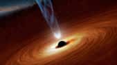 Une vue d'artiste d'un trou noir avec un disque d'accrétion et émettant un jet de matière. © Nasa, JPL-Caltech, R. Hurt (IPAC) 