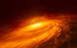 Une vue d'artiste d'un des trous noirs géants au centre d'une galaxie. On voit en l'occurrence son disque d'accrétion chauffé. © M. Kornmesser