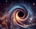 Une vue par l'IA DALL-E d'un trou noir quantique. © 2023 Microsoft Corporation