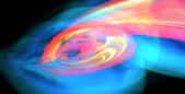 Cette image issue d'une simulation informatique montre la formation rapide d'un disque d'accrétion lors de la destruction d'une étoile par un trou noir supermassif. © Jamie Law-Smith, Enrico Ramirez-Ruiz