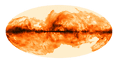 Le champ magnétique de la Voie lactée vu par le satellite Planck. Les régions les plus sombres correspondent à une émission polarisée plus forte et les stries indiquent la direction du champ magnétique projeté sur le plan du ciel. © Esa, collaboration Planck