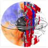 La structure dynamique interne du noyau, estimée à partir des observations de surface et du comportement d’un modèle informatique de la géodynamo. Les structures tourbillonnaires de l’écoulement sont représentées en rouge et en bleu. Le champ magnétique interne est représenté en orange et violet, ainsi que par des lignes de champ dans le volume qui sont tordues par l’écoulement. © Julien Aubert, IPGP/CNRS