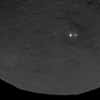 Au moins huit autres points brillants jouxtent la grande surface blanche et très réfléchissante située dans ce cratère de 90 km de diamètre. La résolution de cette image prise par la sonde Dawn le 9 juin 2015 est de 410 mètres par pixel. © Nasa, JPL-Caltech, UCLA, MPS, DLR, IDA