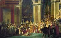 Le sacre de Napoléon, par Jacques-Louis David, immortalise l’une des cérémonies du couronnement en 1804. Napoléon sera couronné roi d’Italie l’année suivante. © Wikimedia Commons, DP