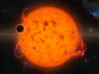 Illustration de K2-33b, une des plus jeunes exoplanètes jamais découvertes par transit. Comparable à Neptune en taille et peut-être en masse, elle est déjà installée sur une orbite rapprochée de son étoile. Son âge est estimé par une des deux équipes qui l’a étudiée entre 5 et 10 millions d’années. S’est-elle formée sur place, si près de son soleil, ou bien a-t-elle migré rapidement ? © Nasa, JPL-Caltech