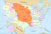 La vente de la Louisiane aux États-Unis, en 1803, concernait un immense territoire (en orange sur la carte), appartenant alors à la France. © Wikigraphists, Wikimedia Commons, cc by sa 3.0