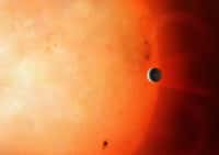 NGTS-4b est une planète de taille comparable à Neptune dotée de sa propre atmosphère, mais située dans le « désert neptunien » de son étoile, une zone où des exoplanètes de ce type ne devraient pas pouvoir survivre. © University of Warwick/Mark Garlick