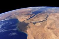 Cliché de l'Oasis du Fayoum et ses alentours, réalisé par Thomas Pesquet, pendant la mission Proxima © ESA/NASA–T. Pesquet