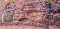 La Grande Oxydation correspond à&nbsp;un épisode d'oxydation du fer associé à une augmentation brutale du taux d'oxygène dans l'atmosphère il y a 2,4 milliards d'années. Ici, une formation rubanée riche en fer datant de l'Archéen et située dans le parc national de Karijini, au nord-ouest de l'Australie-Occidentale. © Dales Gorge, CC by-sa 2.0