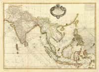 Carte hydro-géographique des Indes orientales&nbsp;(Inde et Asie du sud-est) dressée par le géographe-hydrographe du roi Louis XV et imprimée à Paris en 1771. © Wikimedia Commons, domaine public