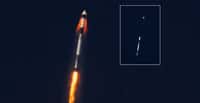 Succès de la démonstration du système d'abandon de lancement de la capsule Crew Dragon s'échappant du lanceur Falcon 9. © SpaceX
