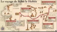 La carte montrant l'itinéraire du Hobbit Bilbo. On connaît maintenant les températures et la pluviométrie qu'il a dû rencontrer. © Idé