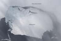 Le 13 novembre 2013, l'iceberg B-31, d'environ 700 km2, se détache du glacier et s'apprête à une aventure sur l'océan (image du satellite Landsat 8). © Nasa, Earth Observatory