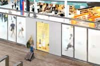 Des publicités pourraient être affichées directement sur les portes vitrées à ouverture automatique des centres commerciaux. © LG