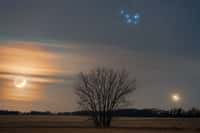 Et toujours, le soir : Vénus et les Pléiades. Superbe photo prise il y a quelques jours, quand la Lune traversait le Taureau. © Scott Aspinall, Apod (Nasa)
