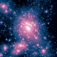 Deux chercheurs proposent un scénario pour expliquer la matière noire en se basant non seulement sur la physique des particules connue mais à partir d’une particule, un hexaquark. © Illustris Project