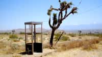 La «&nbsp;Mojave Phone Booth&nbsp;», une cabine téléphonique isolée dans le désert des Mojaves. © Mwf95, CC BY-SA 4.0, via Wikimedia Commons