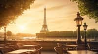 Paris au coucher du Soleil. Image générée par une IA. © Irina Bort, Adobe Stock