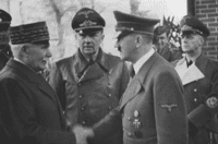 Le maréchal Philippe Pétain, ici avec Adolf Hitler, est un des symboles de la collaboration durant la seconde guerre mondiale. © Jäger, Wikimedia Commons, CC by-sa 3.0