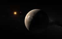Alpha Centauri est l’étoile la plus proche de nous. Mais autour d’elle, il n’orbite a priori qu’une seule exoplanète, Proxima B, dont on découvre ici une illustration. © M.Kornmesser, ESO