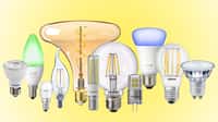 Assortiment d’ampoules LED utilisables dans le résidentiel et le tertiaire. © Montage Futura Maison