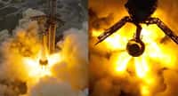 Essai statique de 31 des 33 moteurs du booster 7 qui préfigure le Super Heavy (l'étage principal du Starship). © SpaceX
