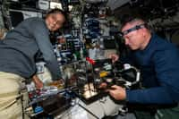 Les astronautes Suni Williams et Butch Wilmore à bord de la Station spatiale internationale (juillet 2024). © Nasa