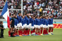 Quinze de France avant son match contre l'Argentine, coupe du monde de rugby, 21/09/2019 à Tokyo. © Behrouz MEHRI / AFP.