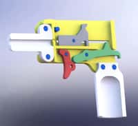 Le canon et la crosse à moitié imprimés, un pistolet de calibre 22 à un seul coup. Lui aussi est téléchargeable... © Defense Distributed