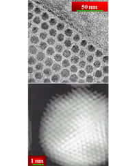 Des nanopoints de nickel, enrobés dans une matrice d'oxyde d'aluminium (vus au microscope électronique), réalisés en 2004 par la même équipe. ©  Jagdish Narayan et Ashutosh Tiwari, North Carolina State University/NSF Center for Advanced Materials and Smart Structures