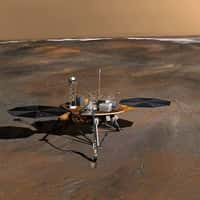 Phoenix sur le sol martien (vue d'artiste). Crédit : NASA.