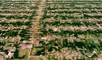 Vue composite perspective de la déforestation en Amazonie. Crédit Nasa/Landsat 7