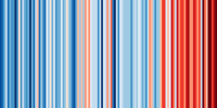 Cette image illustre les anomalies de température en France de 1901 à 2018. © ShowYourStripes