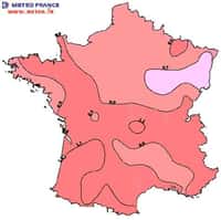 Evolution des températures moyennes en France au cours du 20ème siècle. Tendances (en °C/siècle) 1901-2000 à partir de 70 séries de températures moyennes. Crédit Météo-France.