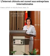 « La Chine encourage les entreprises internationales à faire des affaires en Chine en se conformant aux lois du pays » explique Jiang Yu, la porte-parole du ministère des Affaires étrangères, lors d'une conférence de presse, dont on peut lire le résumé sur le site français de l'agence de Presse Xinhua. (Capture d'écran du site.)