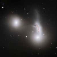 NGC 7173 (à gauche), NGC 7174 (en haut à droite) et NGC 7176 (en bas à droite) vues par Hubble. Crédit Nasa/Esa/Hubble