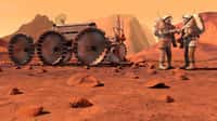 Devant le coût et la difficulté d’une mission habitée vers Mars, les principales agences spatiales ont convenu de réaliser cet effort ensemble. Pour y parvenir, elles ont décidé de planifier et réaliser d'abord une série de missions habitées et robotiques pour démontrer la faisabilité d’envoyer des Hommes sur Mars à l’horizon 2030. © 2003 John Frassanito & associés