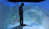 Une salle immersive, ou Cave (Cave Automatic Virtual Environment, ici un modèle présenté par Eon Reality). Le monde virtuel devient presque réel... © Futura-Sciences, Jean-Luc Goudet