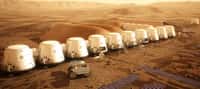 Le buzz du mois : Mars One, mille candidats à l’hypothétique voyage sans retour. On voit ici des unités de vie du projet Mars One, installées par des missions robotisées. C'est là que veulent vivre les candidats à cette exploration humaine. © Mars One