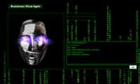 Une interface pour le projet Eva (Evolutionary Virtual Agent) sous la forme d'une IA futuriste inspirée par le courant cyberpunk. © DR