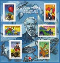 Bloc de timbres émis à l'occasion de l'année Jules Verne. © DR