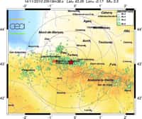 L'activité sismique récente en Pyrénées atlantiques. Une série de quatre secousses ayant une magnitude 4,0 avec un épicentre situé à quelques kilomètres d'Argelès-Gazost. © BCSF
