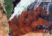 Feux de forêt en Sibérie vus au moyen de Google Earth en 2007.