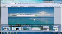 Présentation de Windows 7 sur le site de Microsoft, montrant notamment la nouvelle barre des tâches, agrémentée de captures d'écrans. © Microsoft