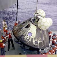 Retour sur Terre pour la capsule d'Apollo 13 après quatre jours de sauvetage dans l'espace. Crédit Nasa